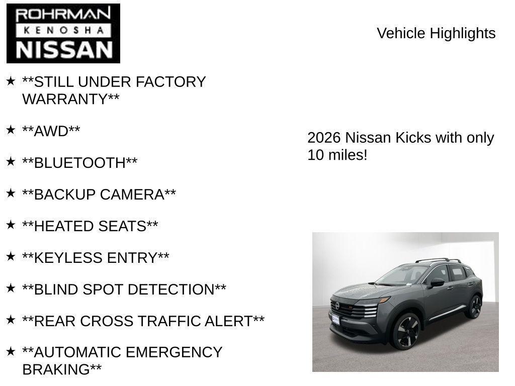 new 2026 Nissan Kicks car, priced at $27,503