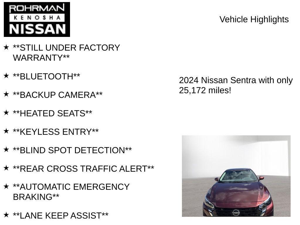 used 2024 Nissan Sentra car, priced at $18,202