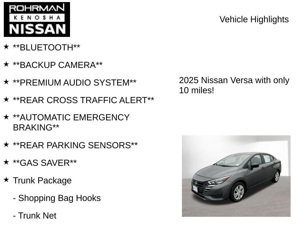 new 2025 Nissan Versa car, priced at $15,575