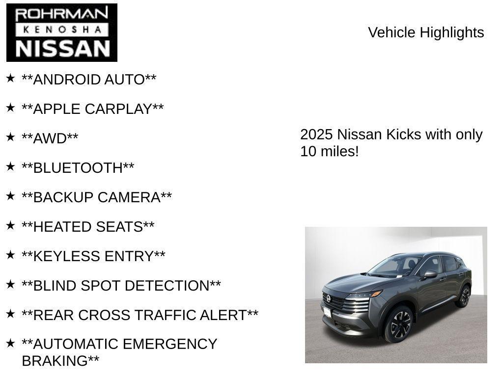 new 2025 Nissan Kicks car, priced at $24,991