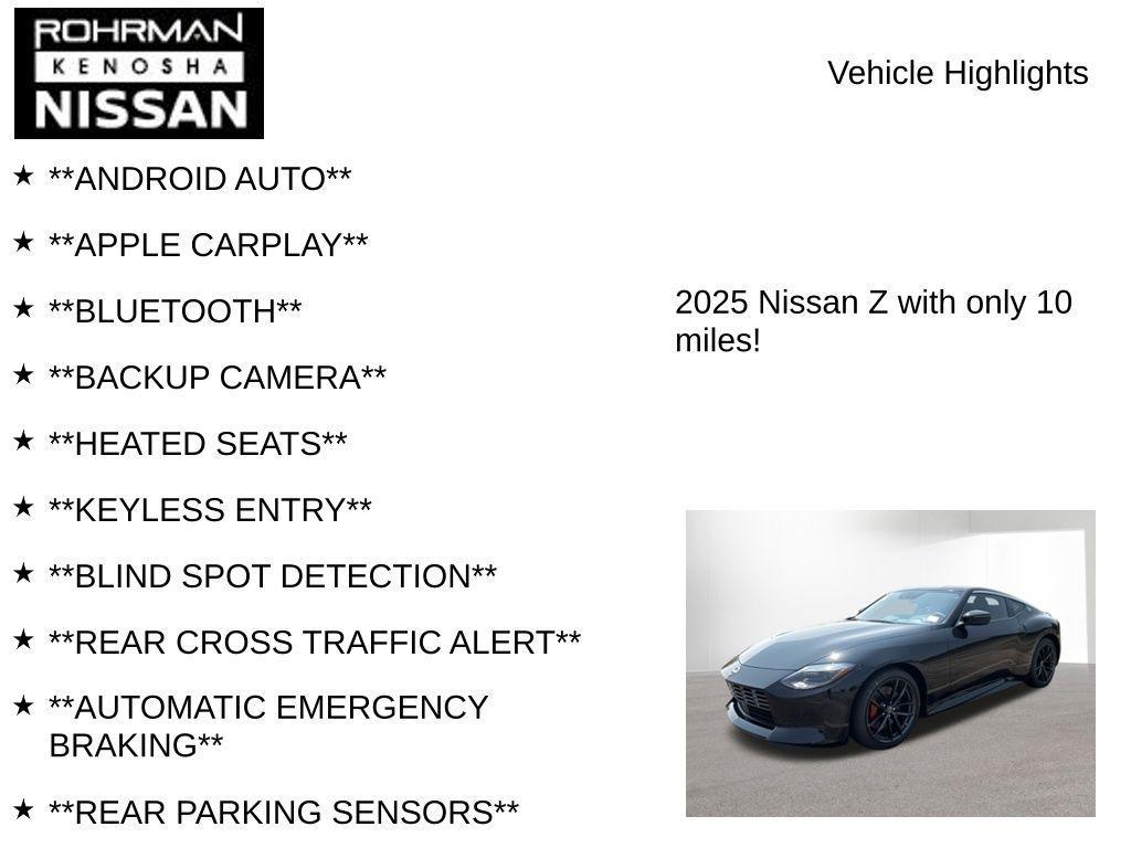 new 2025 Nissan Z car, priced at $47,575