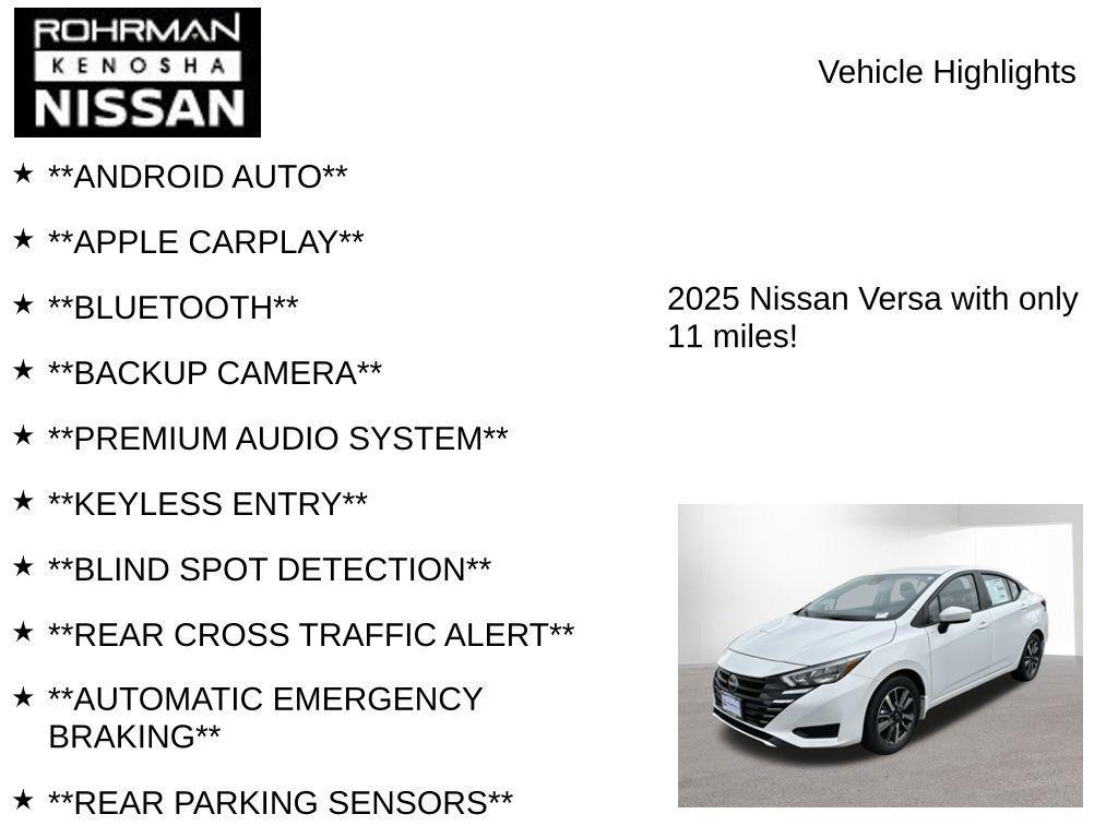 new 2025 Nissan Versa car, priced at $17,300