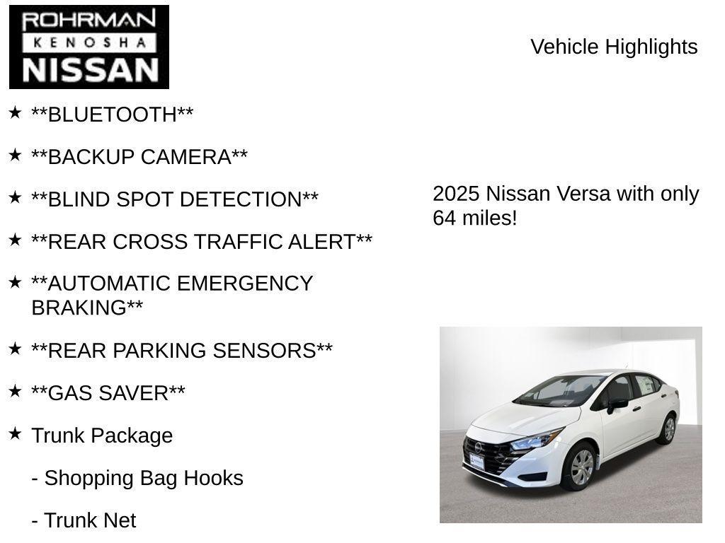 new 2025 Nissan Versa car, priced at $19,008