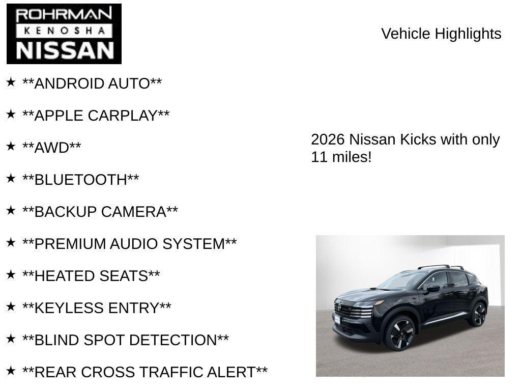 new 2026 Nissan Kicks car, priced at $28,030