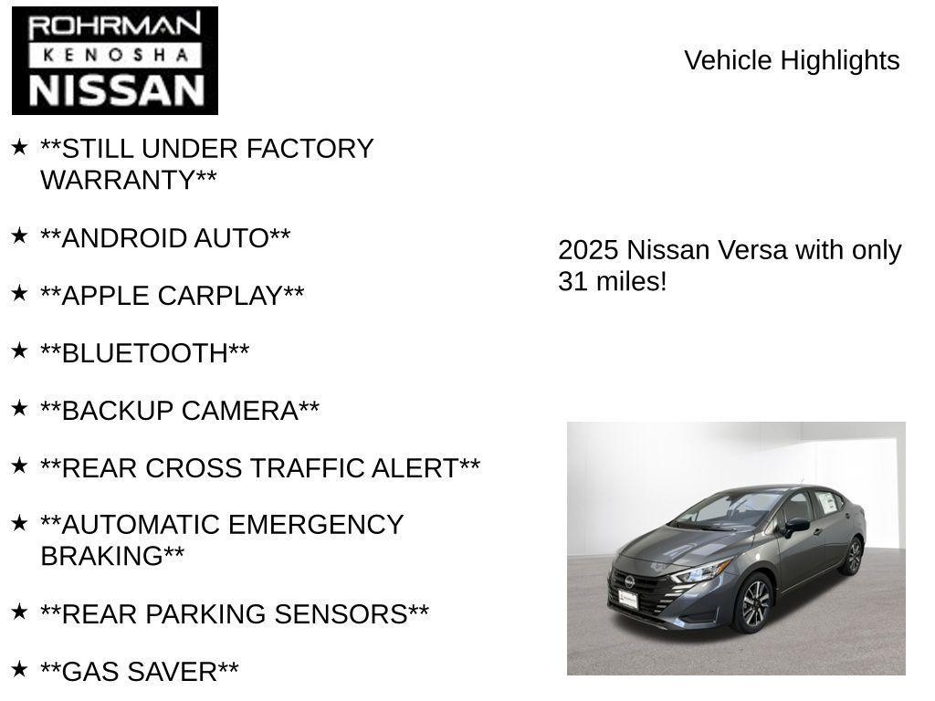new 2025 Nissan Versa car, priced at $16,535