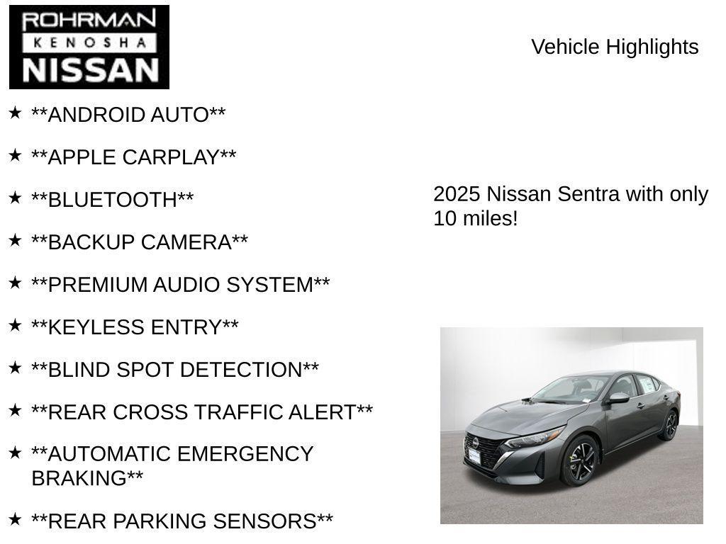 new 2025 Nissan Sentra car, priced at $18,815