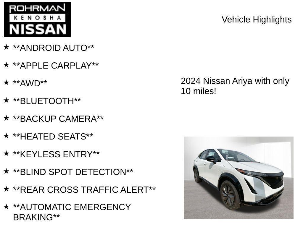 new 2024 Nissan ARIYA car, priced at $27,970