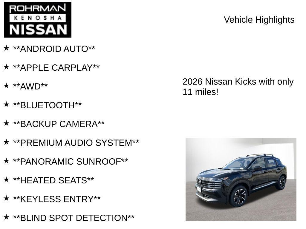new 2026 Nissan Kicks car, priced at $27,791