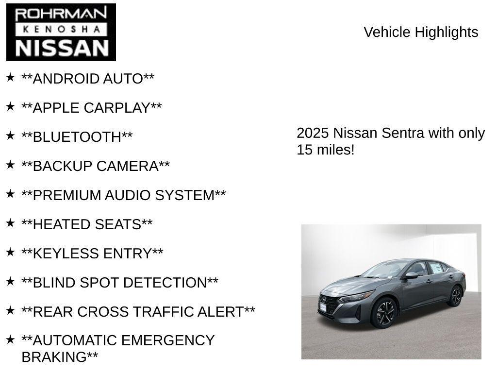 new 2025 Nissan Sentra car, priced at $19,435