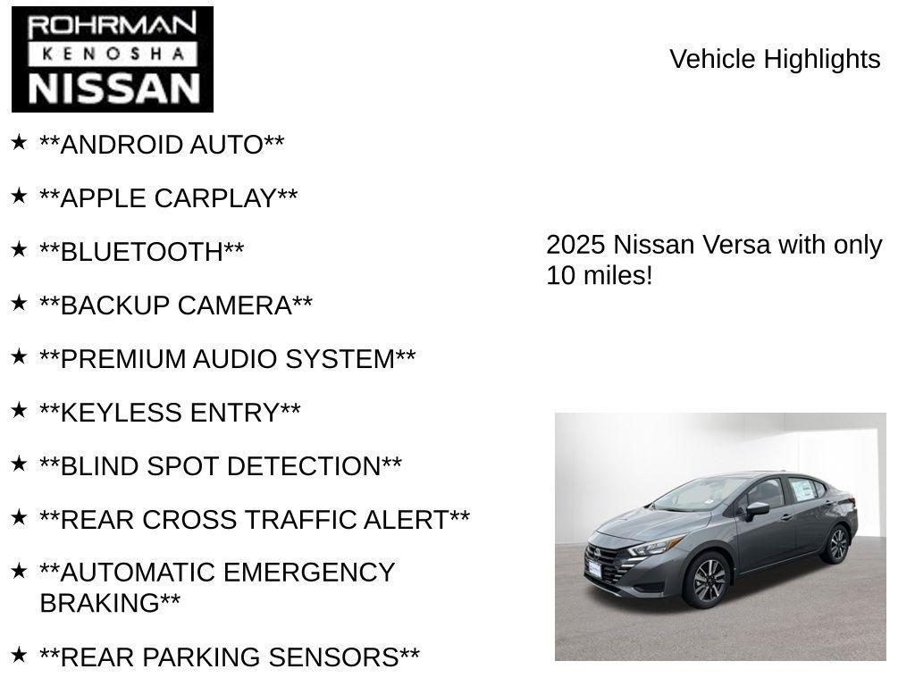 new 2025 Nissan Versa car, priced at $16,850