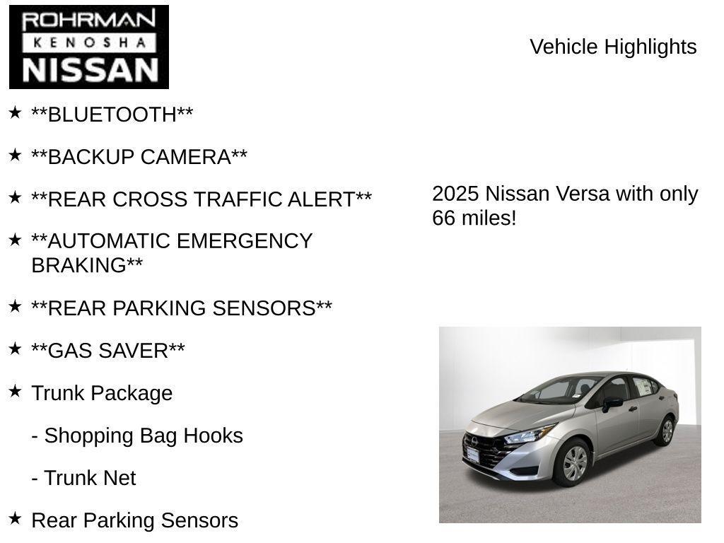 new 2025 Nissan Versa car, priced at $15,285