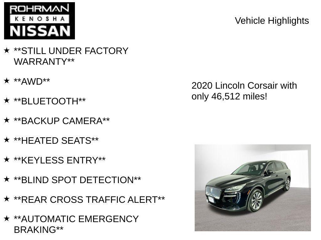 used 2020 Lincoln Corsair car, priced at $24,005