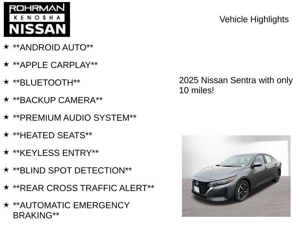 new 2025 Nissan Sentra car, priced at $19,685