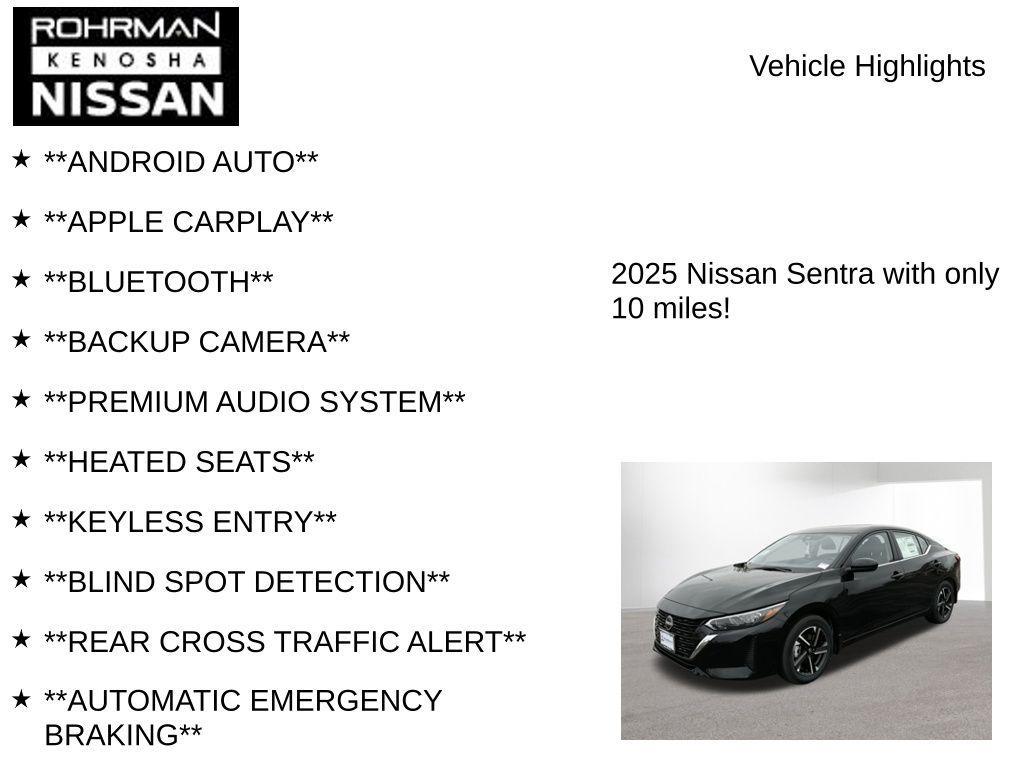 new 2025 Nissan Sentra car, priced at $19,770