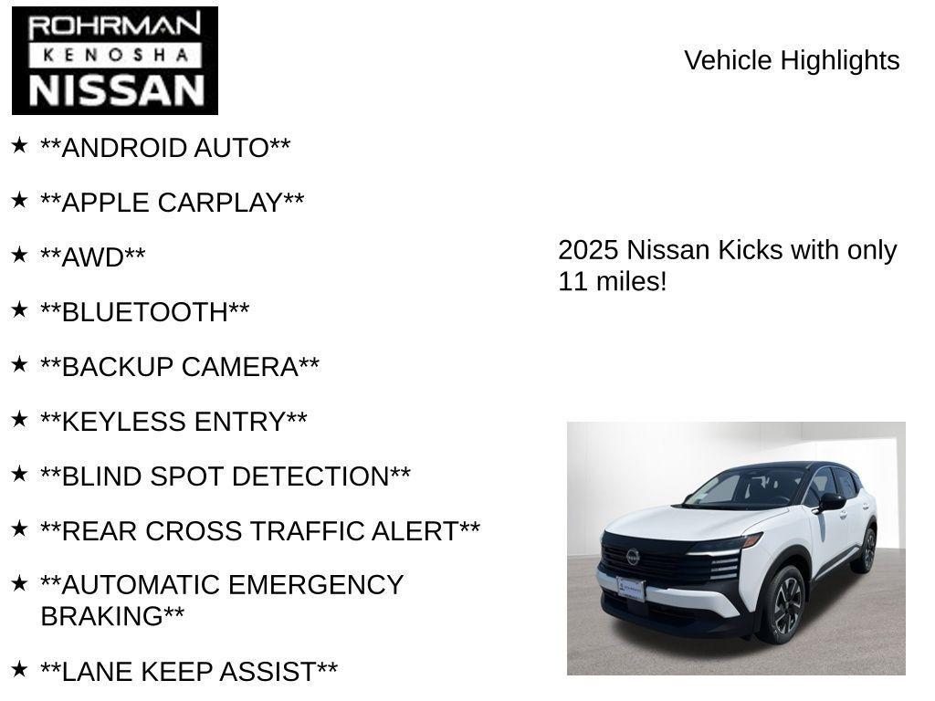 new 2025 Nissan Kicks car, priced at $24,888