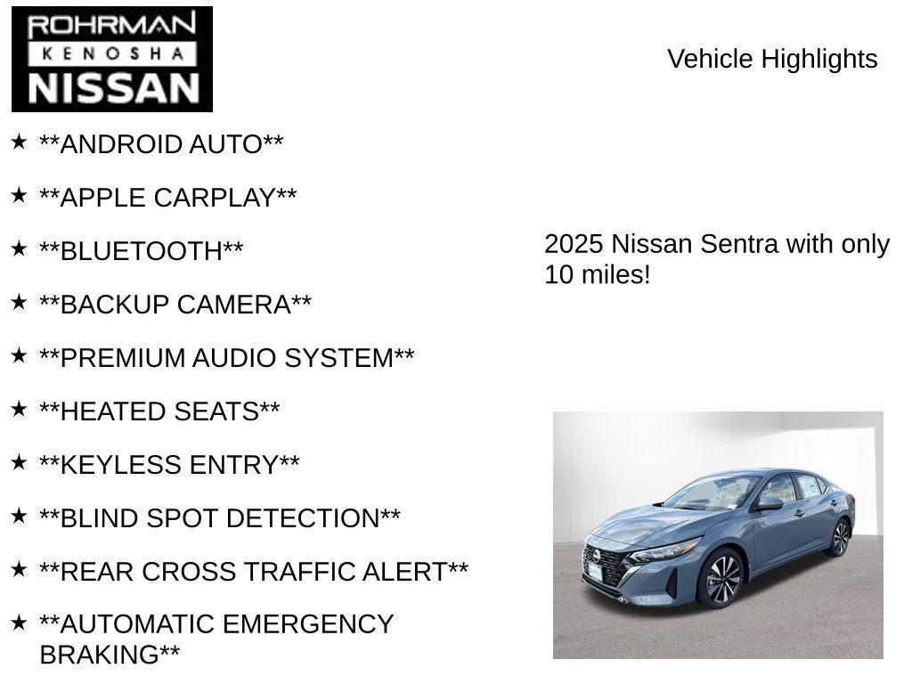 new 2025 Nissan Sentra car, priced at $22,705