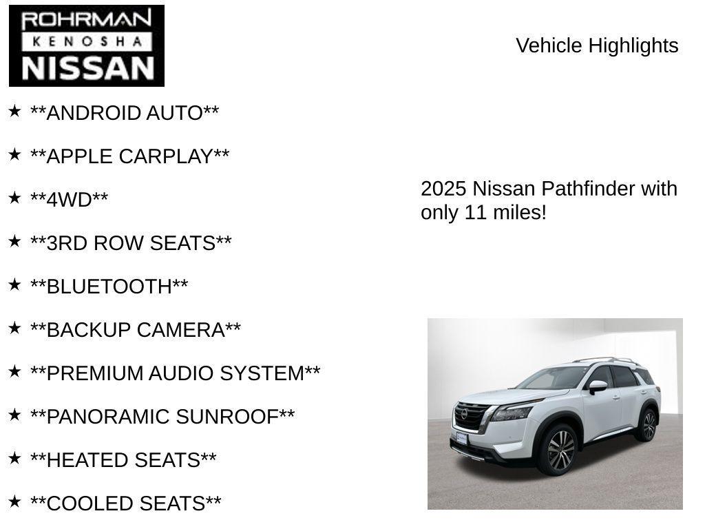 new 2025 Nissan Pathfinder car, priced at $44,131