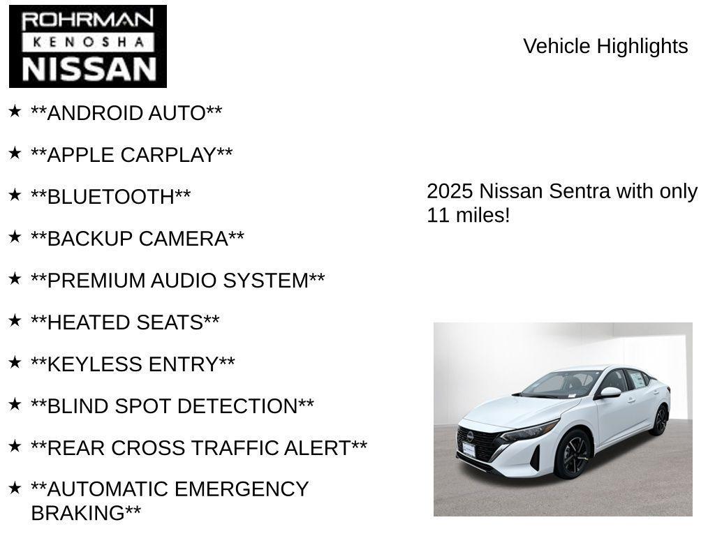 new 2025 Nissan Sentra car, priced at $19,485