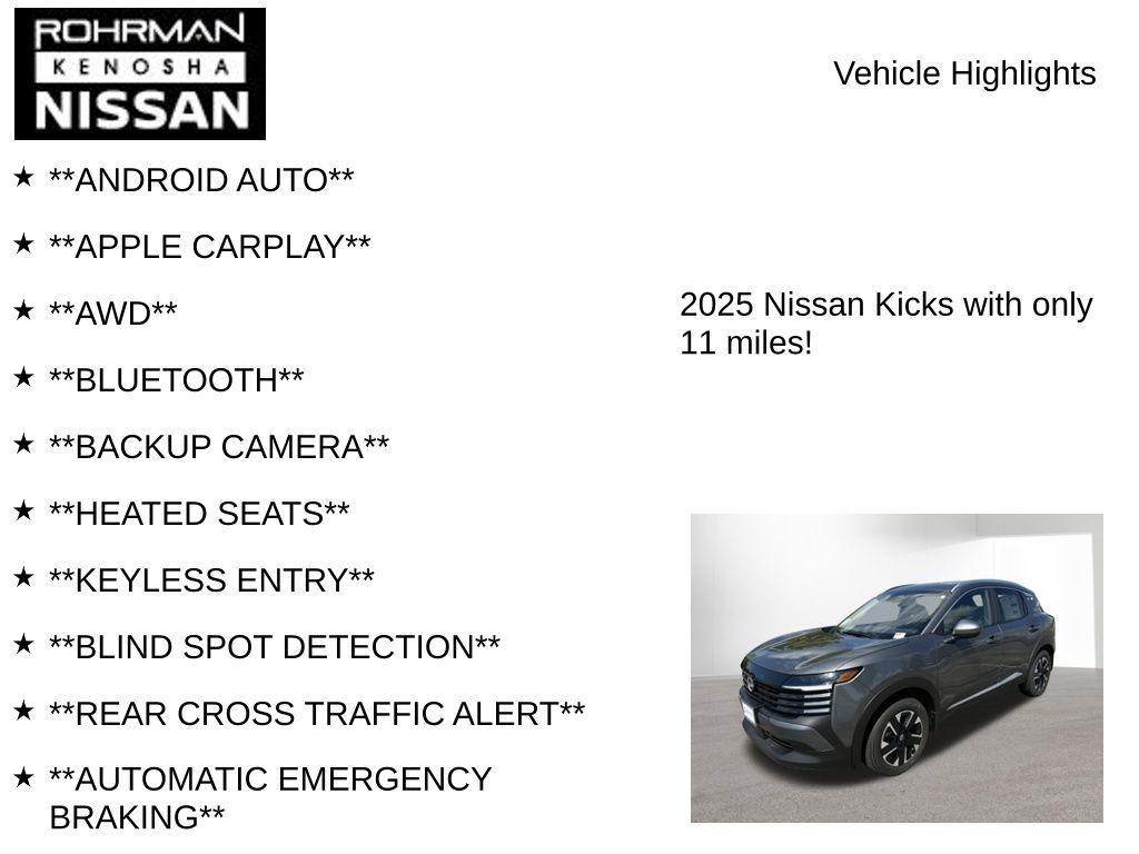 new 2025 Nissan Kicks car, priced at $25,081