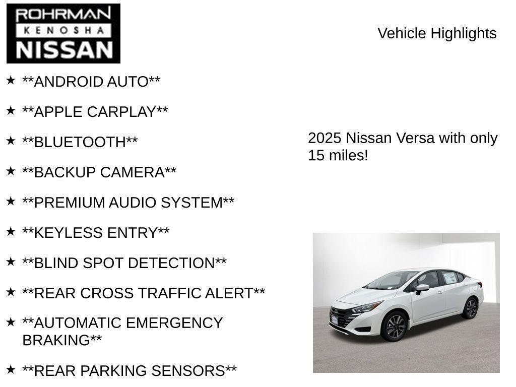 new 2025 Nissan Versa car, priced at $17,300