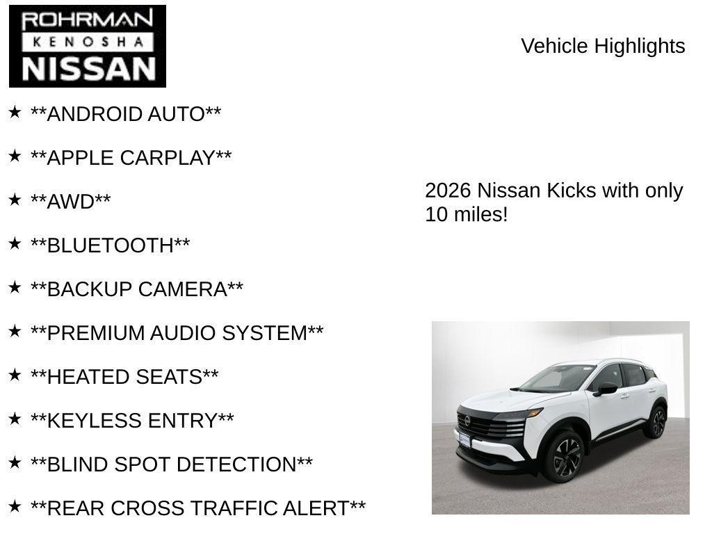 new 2026 Nissan Kicks car, priced at $25,201