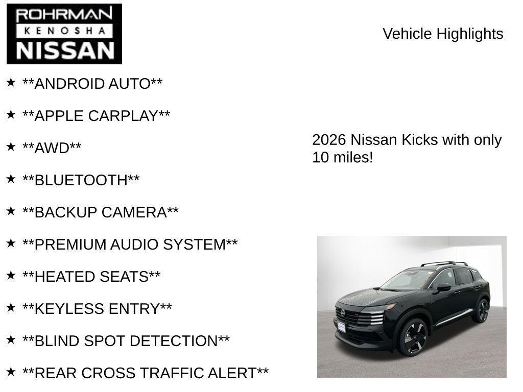 new 2026 Nissan Kicks car, priced at $28,361