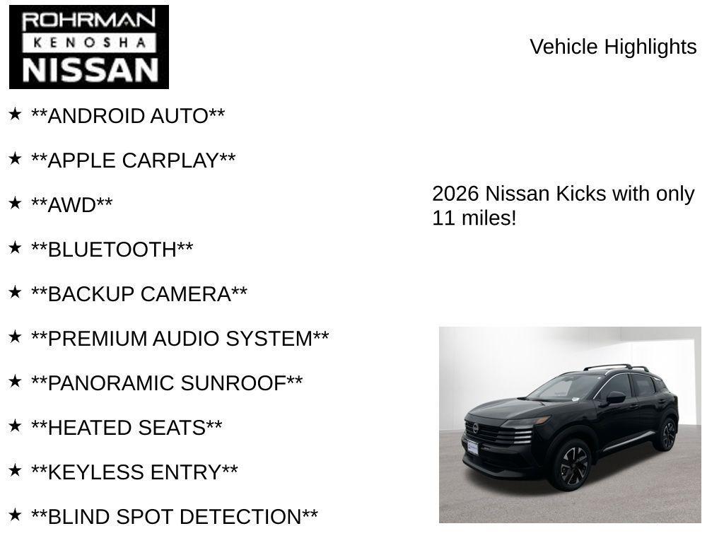 new 2026 Nissan Kicks car, priced at $26,377