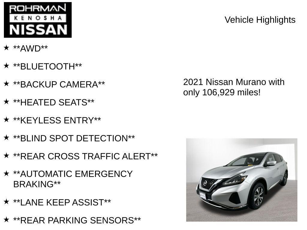 used 2021 Nissan Murano car, priced at $14,307