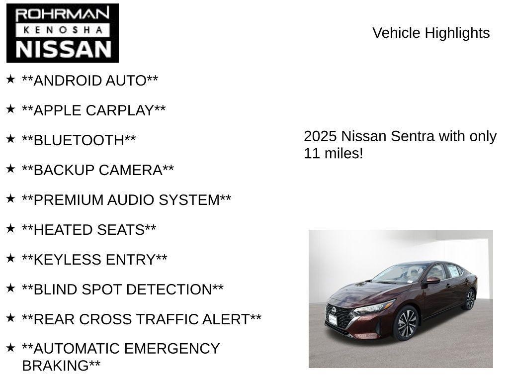 new 2025 Nissan Sentra car, priced at $22,255