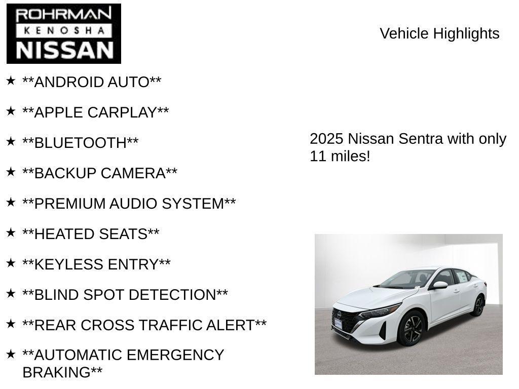 new 2025 Nissan Sentra car, priced at $19,485
