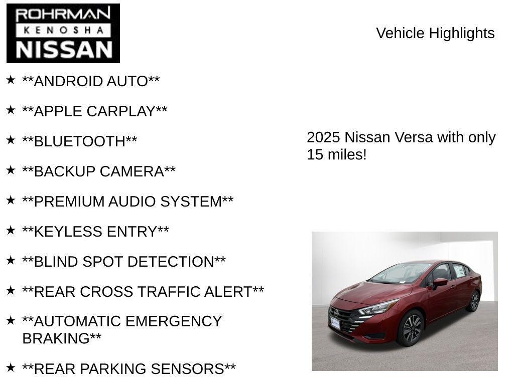 new 2025 Nissan Versa car, priced at $17,300