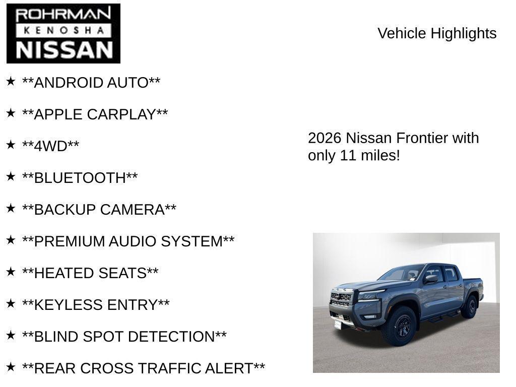 new 2026 Nissan Frontier car, priced at $42,716