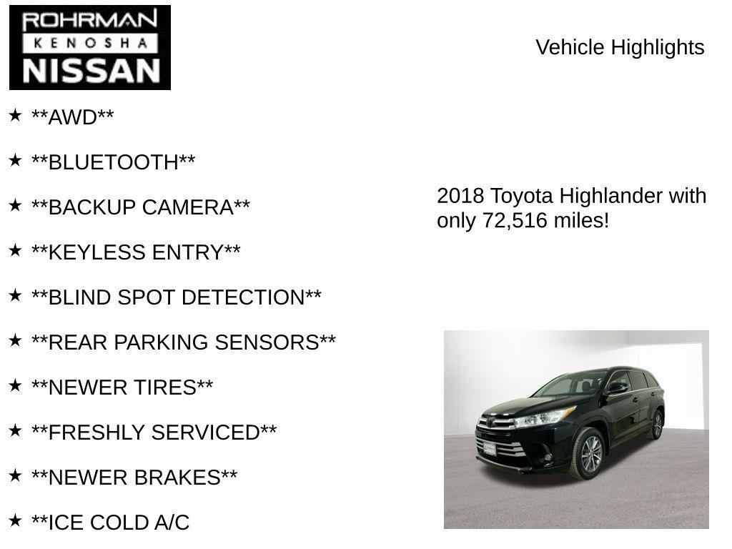 used 2018 Toyota Highlander car, priced at $24,741