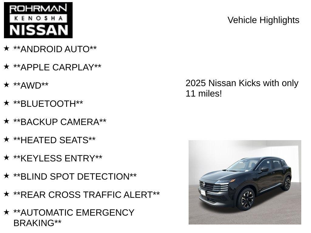 new 2025 Nissan Kicks car, priced at $24,856