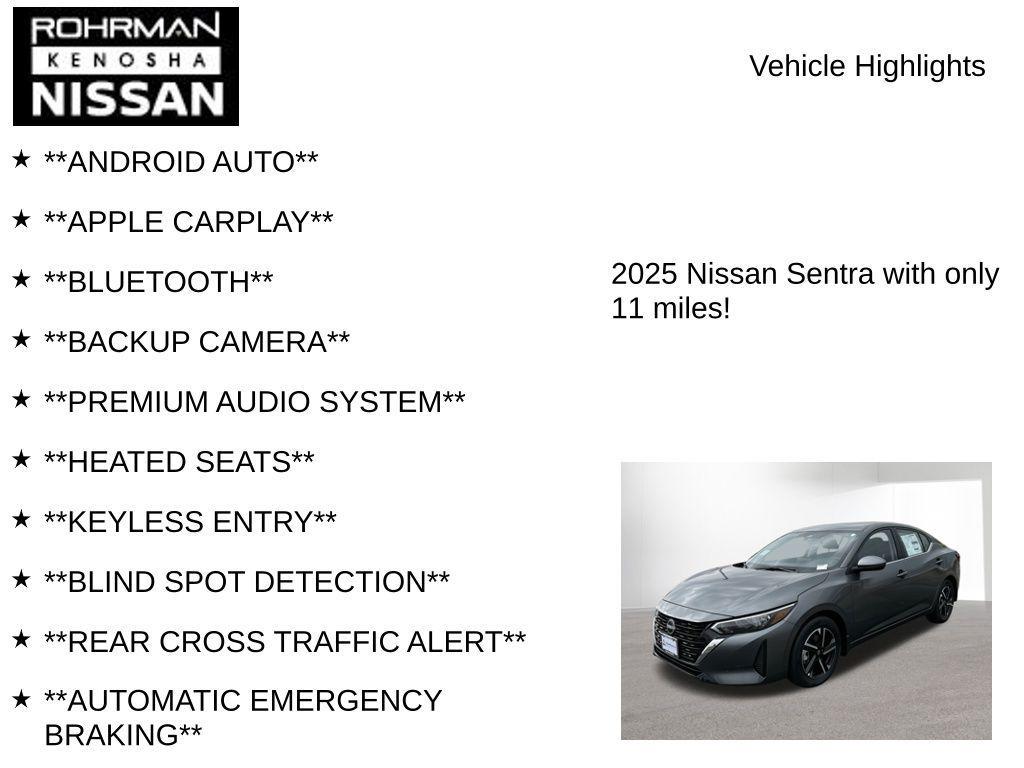 new 2025 Nissan Sentra car, priced at $19,485