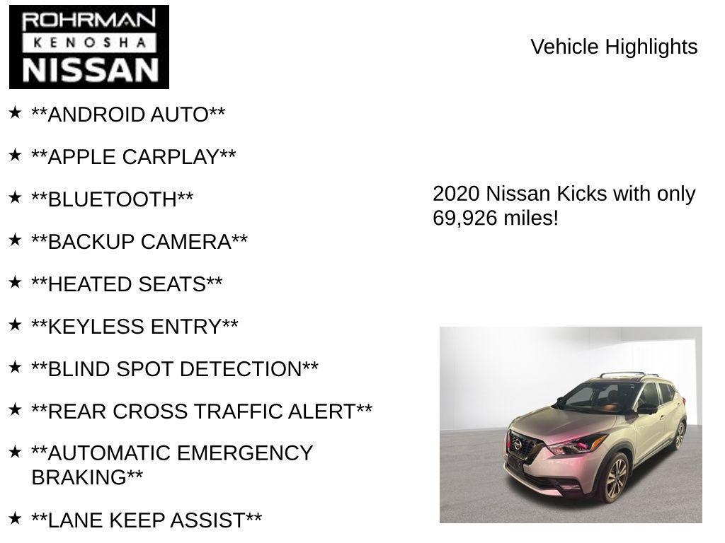 used 2020 Nissan Kicks car, priced at $14,430