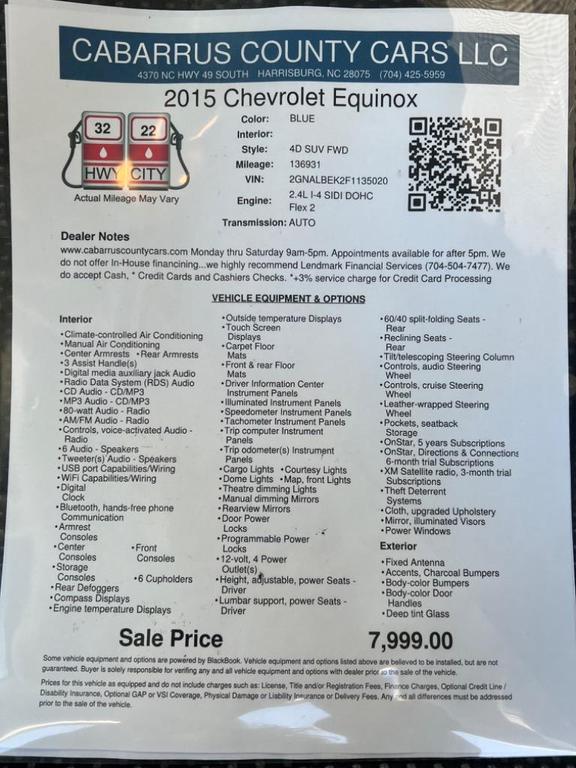 used 2015 Chevrolet Equinox car, priced at $7,999