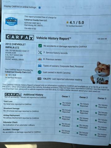 used 2012 Chevrolet Impala car, priced at $6,599