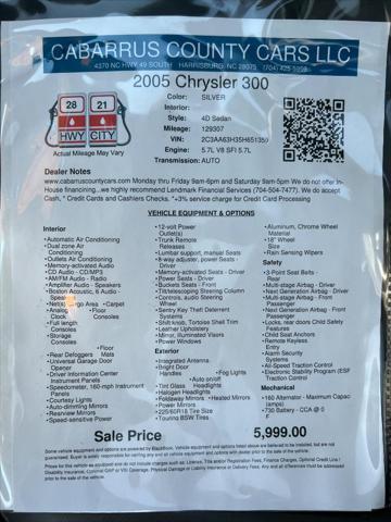 used 2005 Chrysler 300C car, priced at $5,999