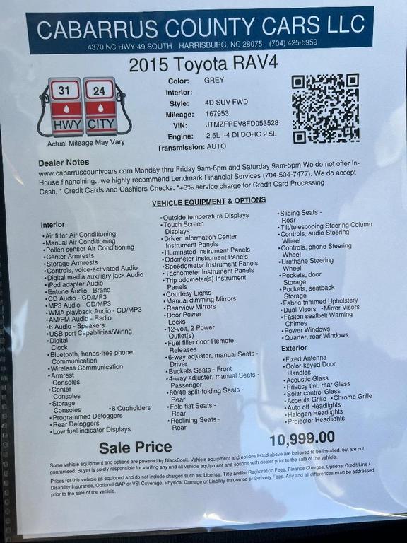 used 2015 Toyota RAV4 car, priced at $10,999