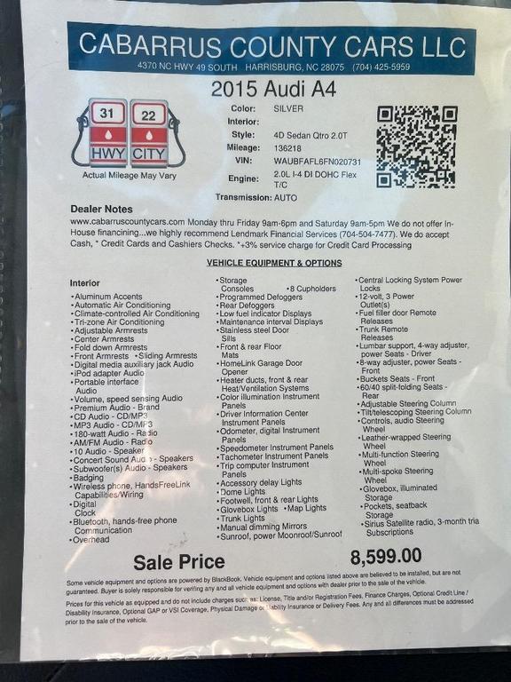 used 2015 Audi A4 car, priced at $8,599