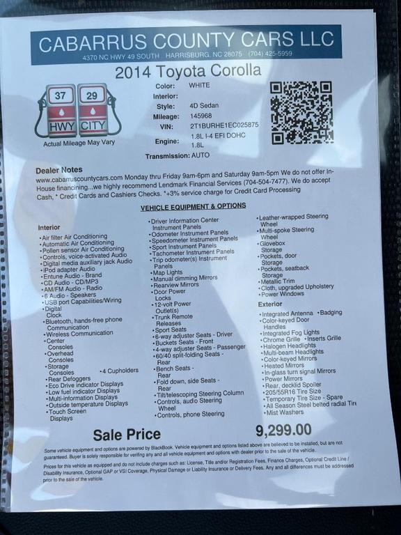 used 2014 Toyota Corolla car, priced at $9,299