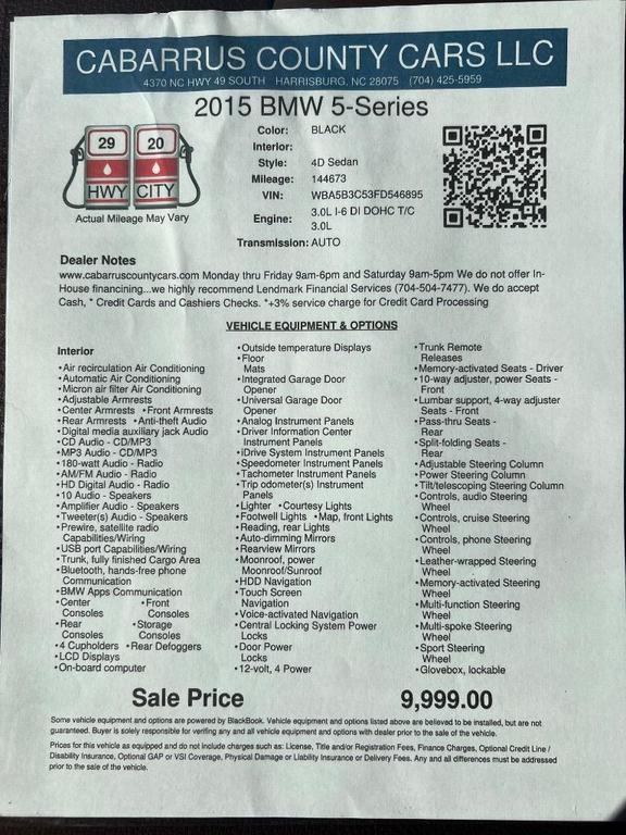 used 2015 BMW 535 car, priced at $9,999