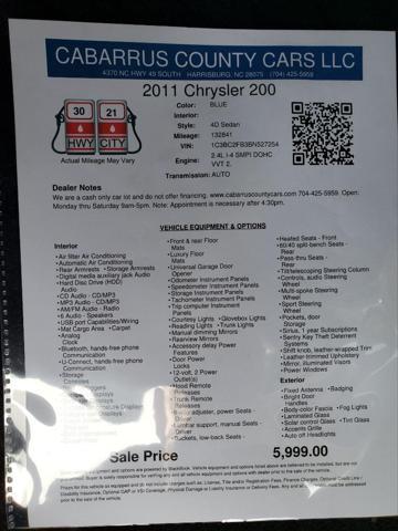 used 2011 Chrysler 200 car, priced at $5,999