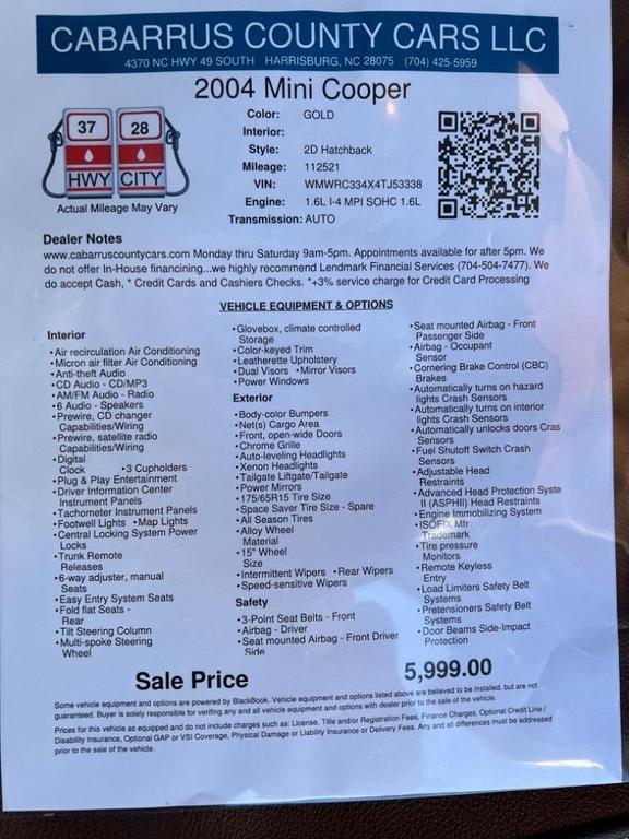 used 2004 MINI Cooper S car, priced at $5,999