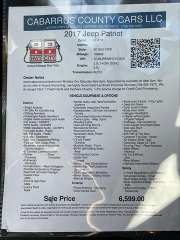 used 2017 Jeep Patriot car, priced at $6,599