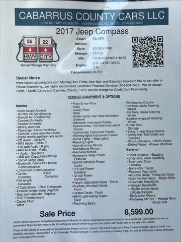 used 2017 Jeep Compass car, priced at $8,599