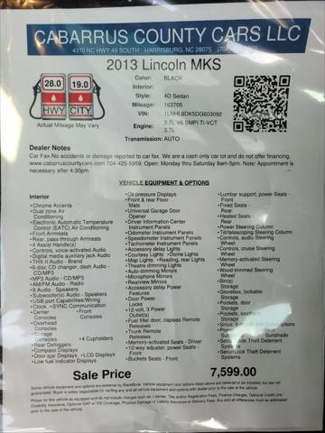 used 2013 Lincoln MKS car, priced at $7,599