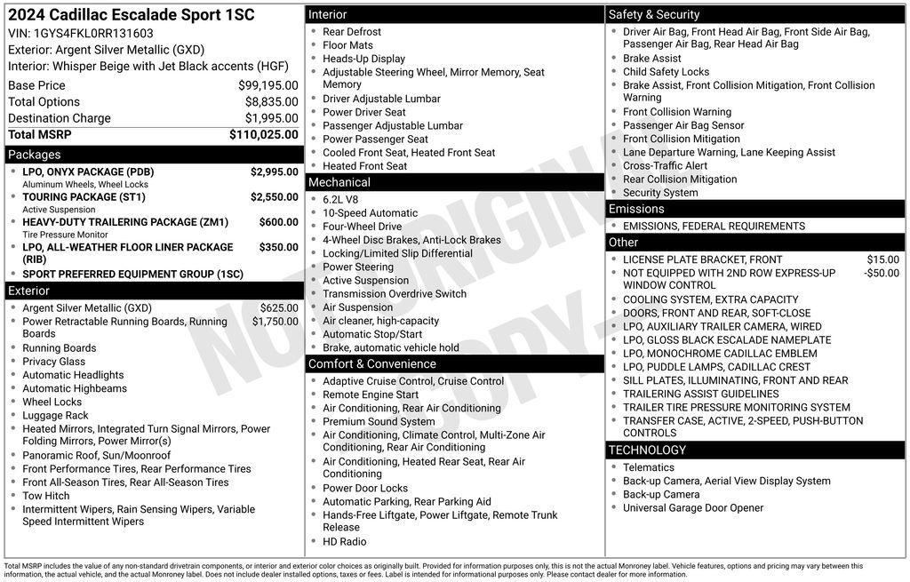 used 2024 Cadillac Escalade car, priced at $79,893