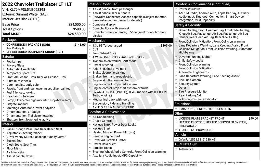 used 2022 Chevrolet TrailBlazer car, priced at $20,700